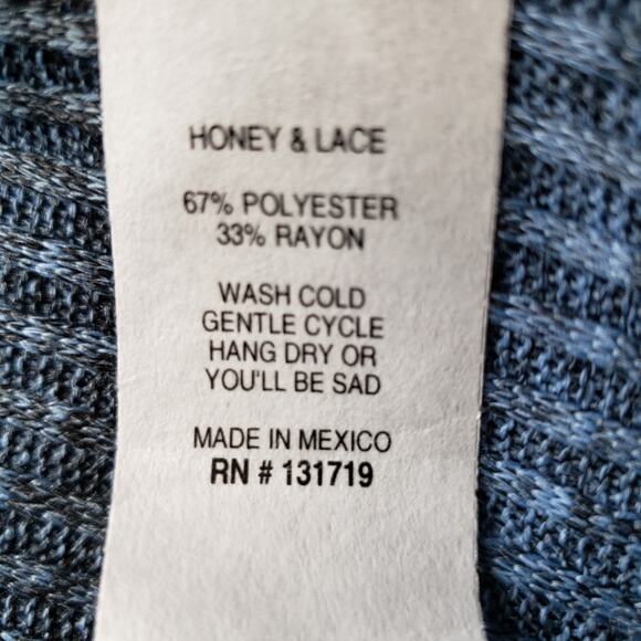 NWT Honey & Lace Tahoe Striped Blue Black A Line Knit Duster Vest Small - Picture 8 of 10